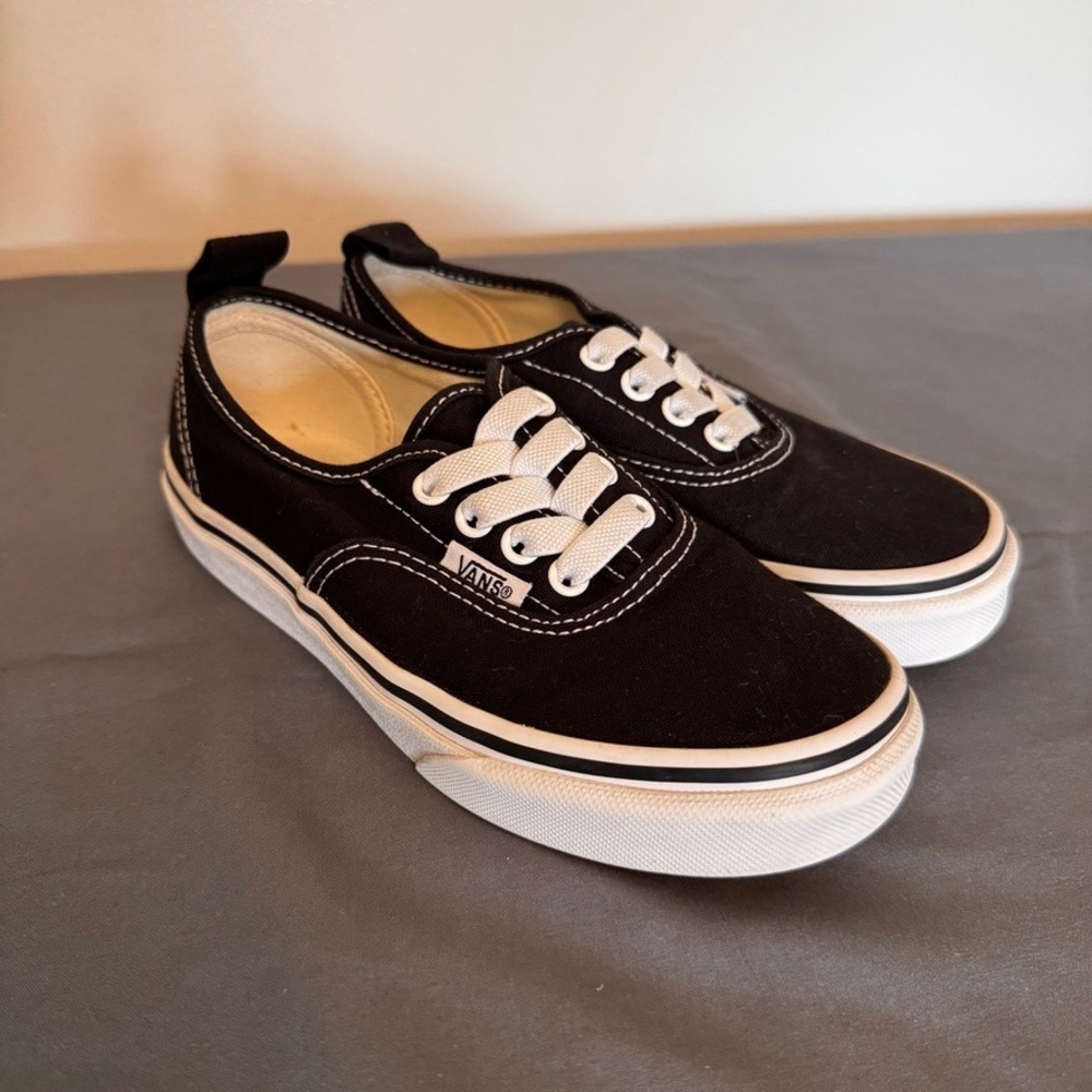 Vans Authentic Elastic Lace Black White Kids Sneakers Size 13 721356